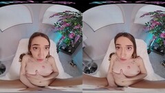 Cute Perky brunette spinner plays with her sweet pussy in VR Thumb