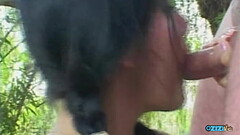 Racy Asian babe gets out of trouble by having her tight pussy dicked down outdoors Thumb