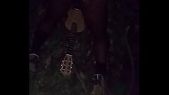 Enjoying the last full month of summer outdoors at midnight with guitar and ass showing Thumb