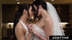 ADULT TIME - Sensual Romantic First Fuck For Lesbian Newlyweds Charlotte Sins And Melissa Stratton! Thumb