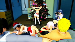 Hentai 3d animated happy New Year by ponchi, Orgy sex Naruto Sakura Hinata himawari Sasuke Sarada Thumb