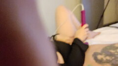 My Milf masturbating whilst thinking of a nice big cock fucking me as I fuck her...inbox if you are  Thumb