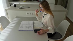 Naughty student girl was caught by her foreign language teacher with her sex toy Thumb