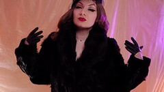 FemDom ASMR video: fur fetish Mistress Arya Grander in leather gloves Thumb