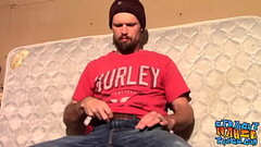 Naughty straight thug Nolan jerks his big dick and cums solo Thumb