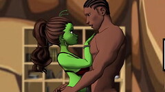 A sexy green skinned big booty alien steps through a portal for some bbc action - AI powered voices Thumb