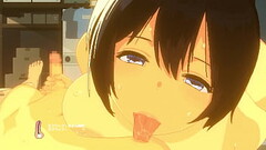 Big-breasted teen gives nipple licking hand job while staring Thumb